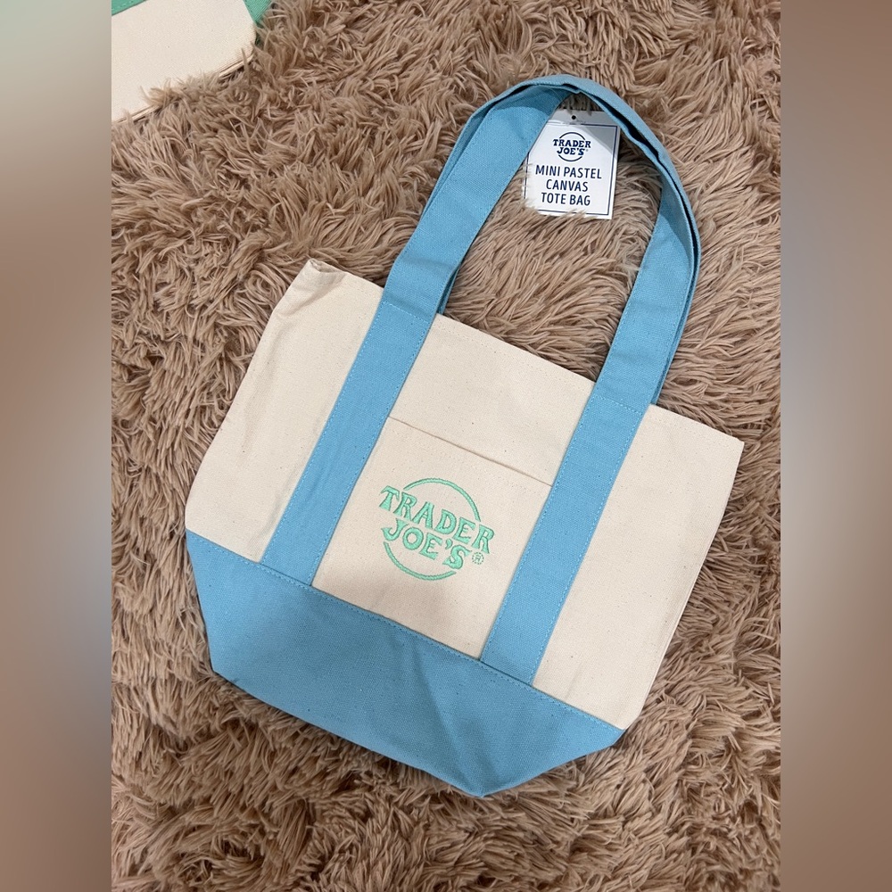 Trader Joe’s mini tote bag blue
